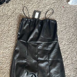 Pretty little thing black leather jumpsuit